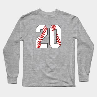 Baseball Number 20 #20 Baseball Shirt Jersey Favorite Player Biggest Fan Long Sleeve T-Shirt